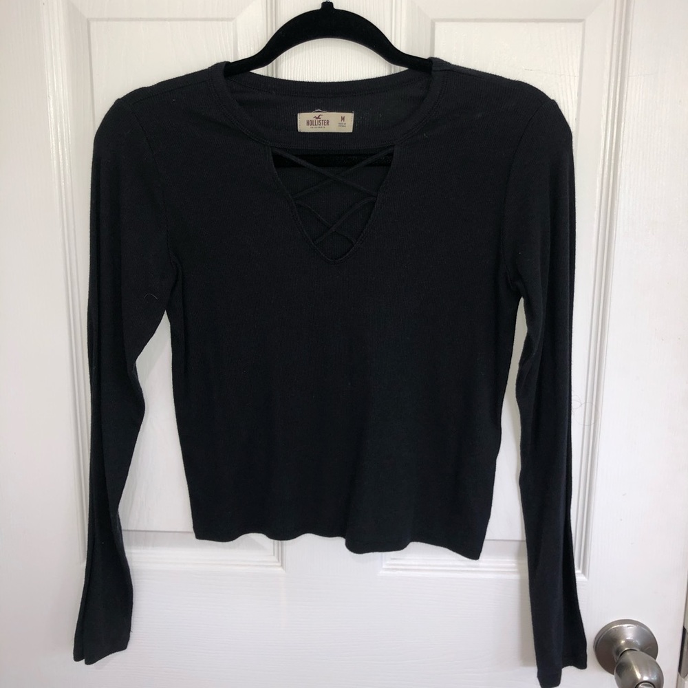 Long Sleeve Top with Crisscross Neckline